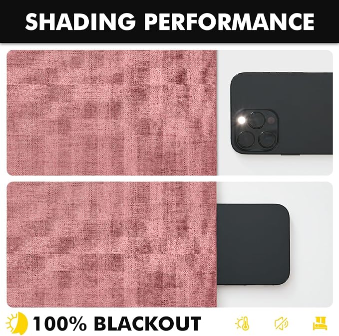 MIULEE 100% Blackout Linen Curtains 42 x 84 Inch Dusty Rose Pink 2 Panels | - Image 7