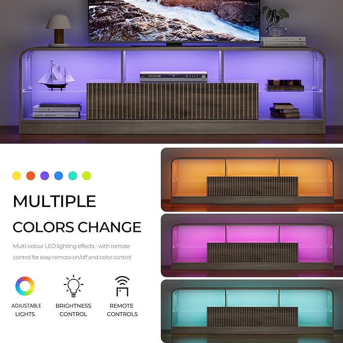 TV Stand for 60/65/70 Inch TVs, Modern Curved TV Console - Image 3