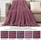 BEDELITE 3D Ribbed Jacquard Plum Fleece Twin Blanket - Image 5