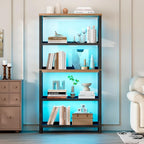Vlsrka Wooden Bookshelf with Lights, 5 Tier Bookshelf with Storage, Tall - Image 7