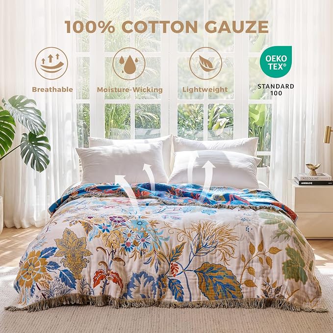LUTBM Boho Throw Blanket for Couch Sofa Chair Cotton Summer Blankets for - Image 2