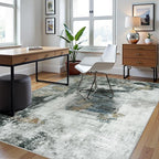 6x9 Area Rugs for Living Room Washable Bedroom Dining Room Black Gold | Modern - Image 3
