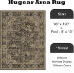 8x10 Brown Retro Floral Washable Area Rug - Image 2