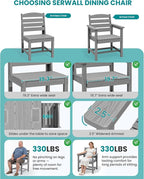 SERWALL Patio Dining Sets for 10 Person, HDPE Dining Set - Image 5