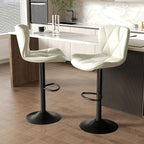 Nalupatio Modern Bar Stools Set of 2, Adjustable Faux Leather Upholstered - Image 5