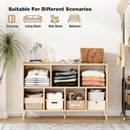7-Cube Storage Organizer with Natural Wood Legs, Mid-Century Modern Bookcase - Image 6