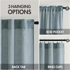 MIULEE Dusty Blue Linen Curtains 37x84 Inch Length Soft Thick - Image 2