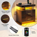 Nightstand with Wireless Charging Station, Smart Night Stand with 2 Drawers - Image 7