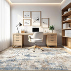 LOONGRUG 5x8 Area Rug Washable Neutral Modern Living Room Rugs Blue Tan | - Image 8
