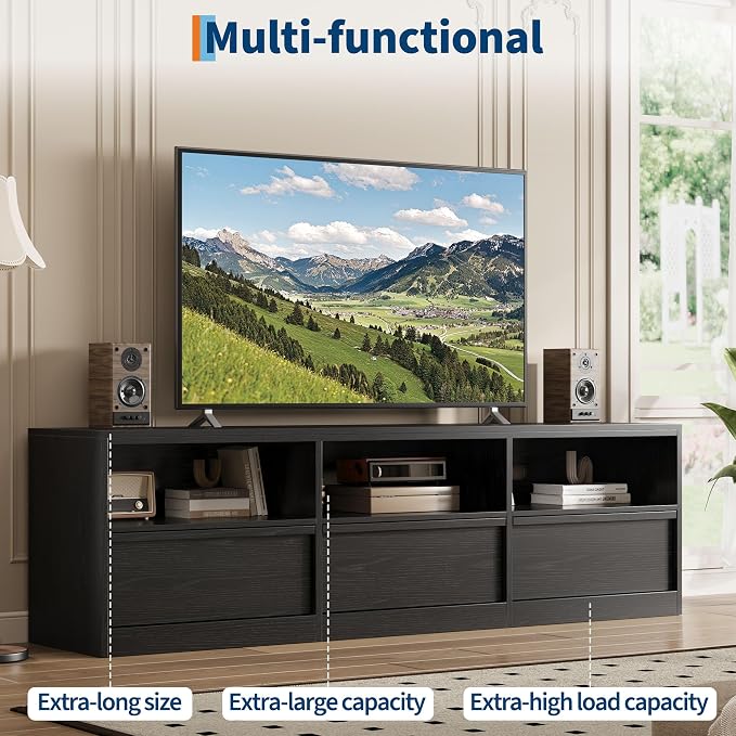 GarveeHome 70 in TV Stand for TVs up to 85 in, Mid Century Modern Entertainment - Image 4