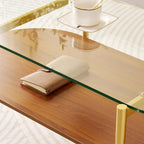 LumFurn Oval Glass Coffee Table, Mid-Century Modern Design, L41 x W21 x H17 inch - Image 6