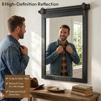 24"x36" Black Barn Door Wall Mirror, Solid Wood Framed Rustic Accent Mirror - Image 5