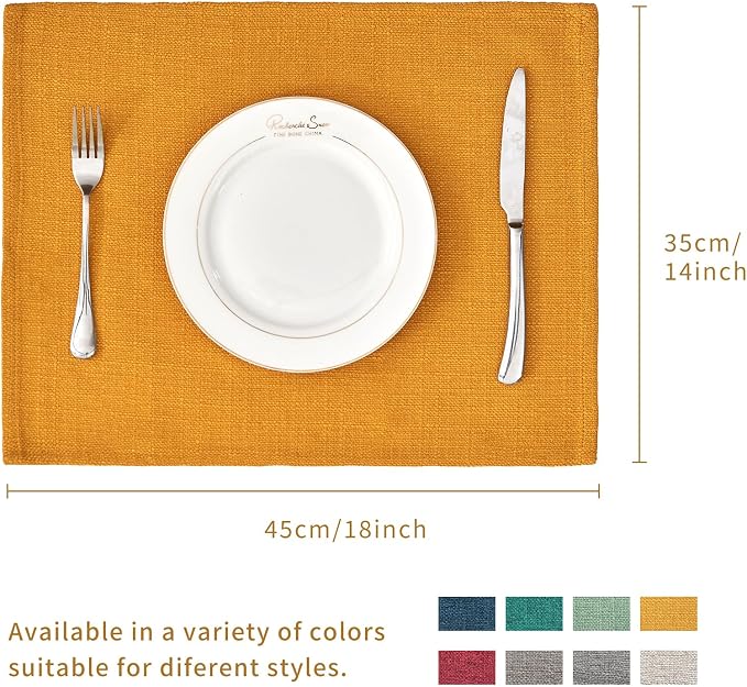 BALCONY & FALCON Placemats Set of 4 Faux Linen Cloth Place Mats Washable - Image 5