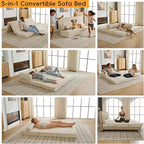 5-in-1 Convertible Sofa Bed, Corduroy Futon Couch Sleeper - Image 3