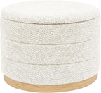 Round Storage Ottoman with Tray Lid, Folding Chenille Fabric Footrest with by ZOLANOful