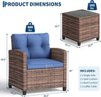 GarveeHome 3-Piece Outdoor Wicker Sofa Set, PE Rattan Patio Furniture - Image 2