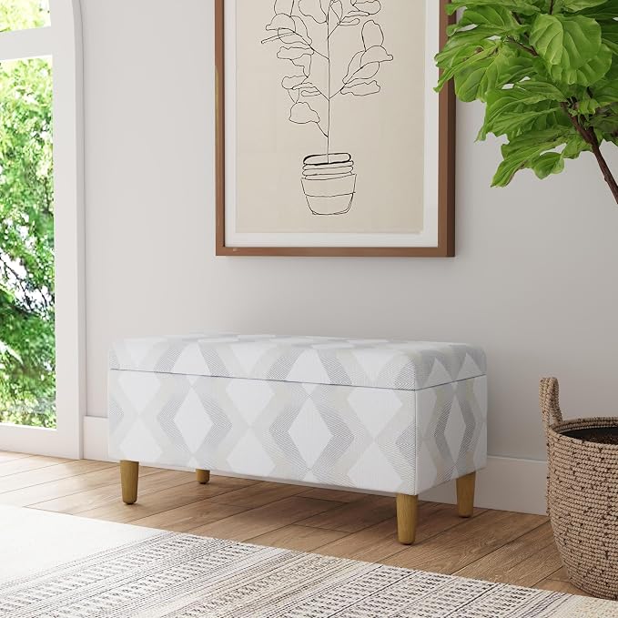 HomePop Malmo Decorative Storage Bench -Natural Woven Geo - Image 2