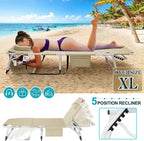 ABORON Heavy Duty Tanning Chair, Outdoor 5-Position Folding Chaise Lounge Chair - Image 5
