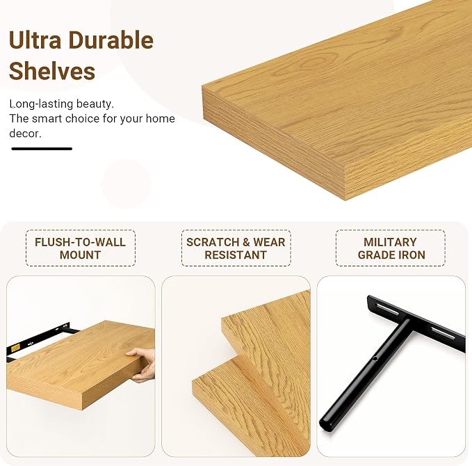 24 Inch Floating Shelves, 12 Inch Deep Floating Shelves - Image 4