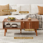 LCRBOL Coffee Table with Storage, Mid Century Dining Table with Fluted Drawer - Image 3