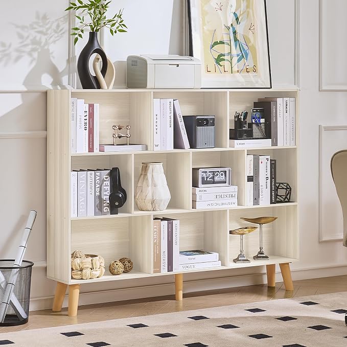 LEYAOYAO 10 Cube Bookshelf, 3 Tier Vintage 55" Wide Bookcase by LEYAOYAO-Findtheshiningpointofyourideallife%EF%BC%81