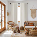 Boho 100% Blackout Linen Curtains 84 Inch Long 2 Panels Set - Image 8