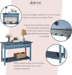 Alaterre Furniture Rustic Cottage Media Console Table, Antique Blue - Image 4