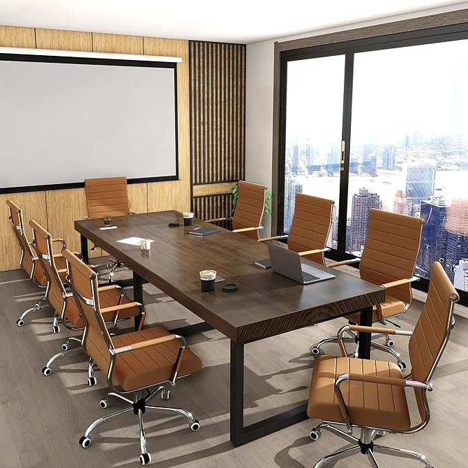 Home Office Chair Ribbed, Modern Leather Conference Room Chairs, High Back - Image 2