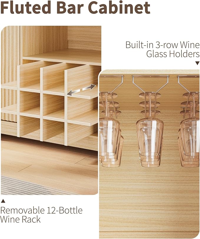 55" Fluted Wine Bar Cabinet - Image 6