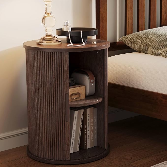 LINSY HOME Round Fluted End Table, Tall Side Table - Image 4