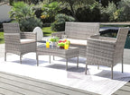 Greesum Patio Furniture 4 Pieces Conversation Sets Outdoor Wickerr Rattan - Image 2