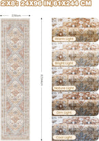 Runner Rug 2x8 Runners for Hallways Vintage Washable Rugs, Low Pile Soft - Image 2