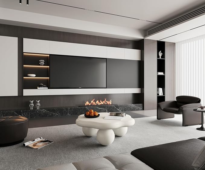 35" Cloud Coffee Table with 3 Ball Legs, Modern Minimalist Petal Center Table - Image 8
