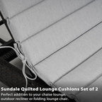 Sundale Outdoor Olefin Quilted Lounge Cushion Set of 2, Patio Foldable Chaise - Image 4