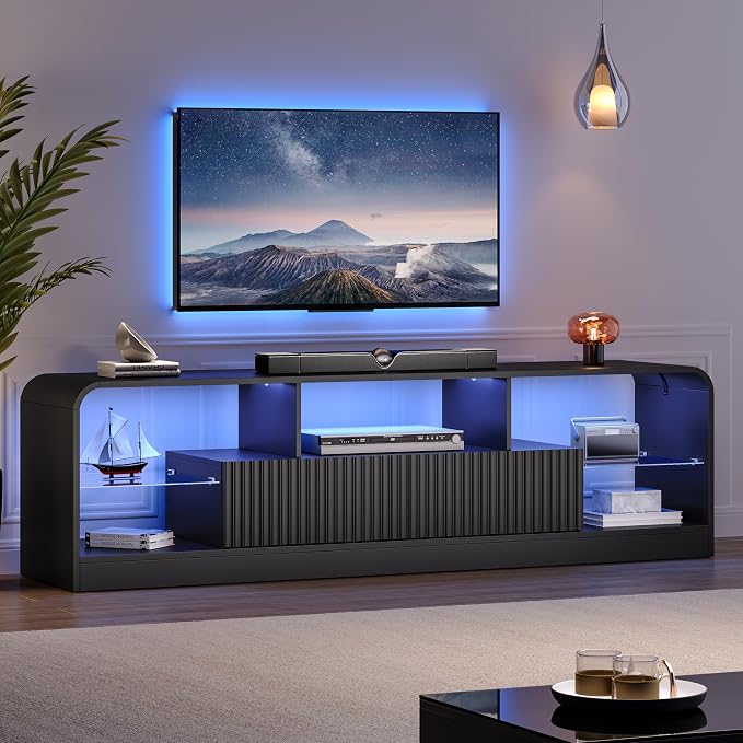 TV Stand for 60/65/70 Inch TVs, Modern Curved TV Console by ANYMAPLE