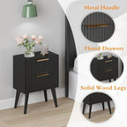 YAUKOMEL Small Black Night Stand, Mid Century Modern Bedside Table, Nightstand - Image 5