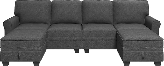 HONBAY Sectional Sofa with Storage Seat U Shaped Couch with Reversible Chaise - Image 8