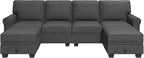 HONBAY Sectional Sofa with Storage Seat U Shaped Couch with Reversible Chaise - Image 8
