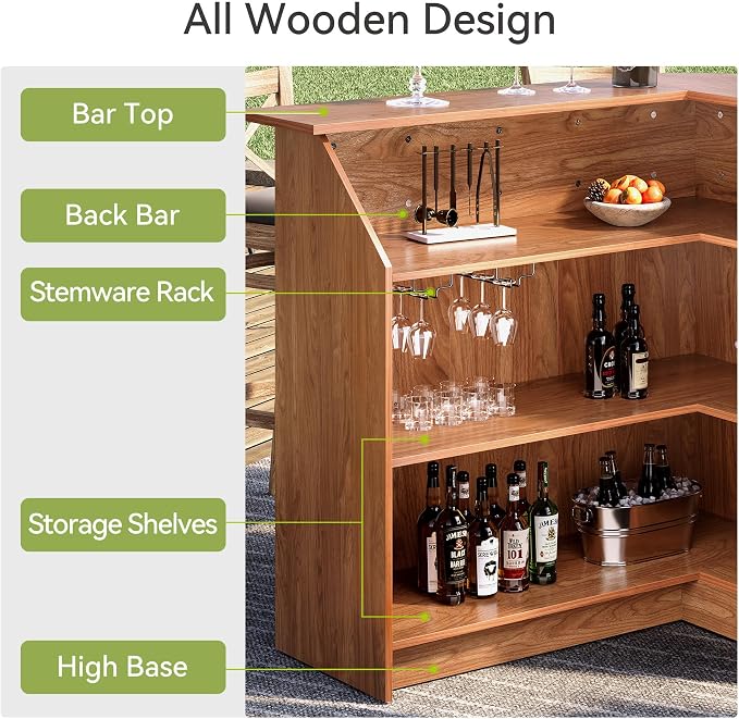 LITTLE TREE Bar Cabinet, 4-Tier Home Mini Bar Cabinet - Image 6