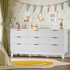 BORNOON 63" Long Dresser for Bedroom, 9-Drawer Fluted Dresser, Extra-Wide Wood - Image 8