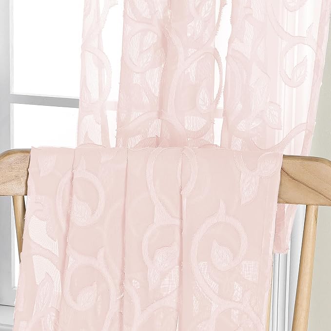 Furman Blush Pink Sheer Curtains 36 inch Length 2 Panels Set - Image 7