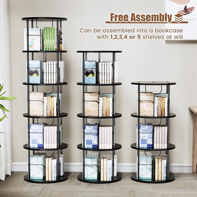 ALLSTAND Rotating Bookshelf, 4 Tier Spinning Bookshelf Tower, 360° Display - Image 5