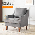 VINGLI Grey Accent Chairs Set of 2, Mid Century Modern Chairs, Upholstered - Image 3
