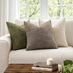 MIULEE Chenille Textured Euro Pillow Covers Taupe Grey 22x22 Set of 2 | Slubby - Image 4