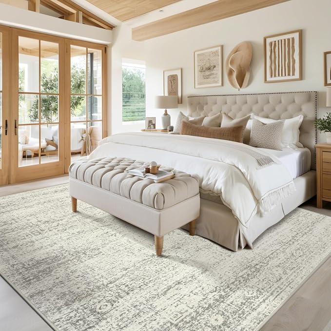 Washable Rugs 6x9 Area Rugs for Living Room, Dining Room-Beige Green | Ultra - Image 7