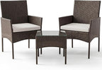 Sweetcrispy 3 Piece Patio Furniture Set, All-Weather Outdoor Wicker Bistro Set by Sweetcrispy