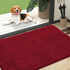 OLANLY Dog Door Mat for Muddy Paws 47x32, Super Absorbent Chenille Mud Mat | Red by OLANLY