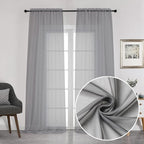 Chyhomenyc Charcoal Grey Sheer Curtains 108 Inch Length 2 Panels, Extra Long by Chyhomenyc