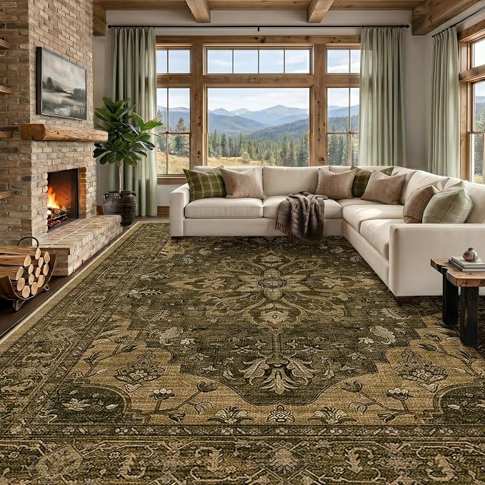 RELEANY Washable Area Rug, Large 9'x12', Water Repellent, Pet Friendly by RELEANY