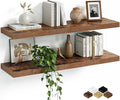 Fun Memories Floating Shelves for Wall, 32 Inch Set of 2 Rustic Wood Wall by FunMemories